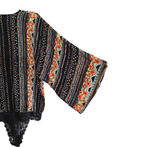 Intimately Free People For You Boho Bodysuit Large Billowy Sleeves Surplice Neck - Picture 8 of 10